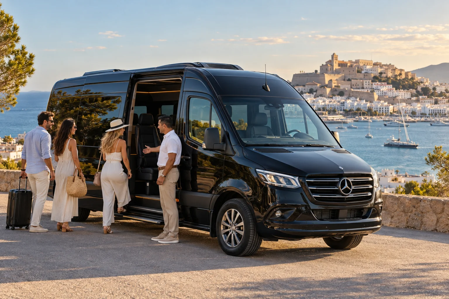 Mercedes minibus with chauffeur for groups in Ibiza