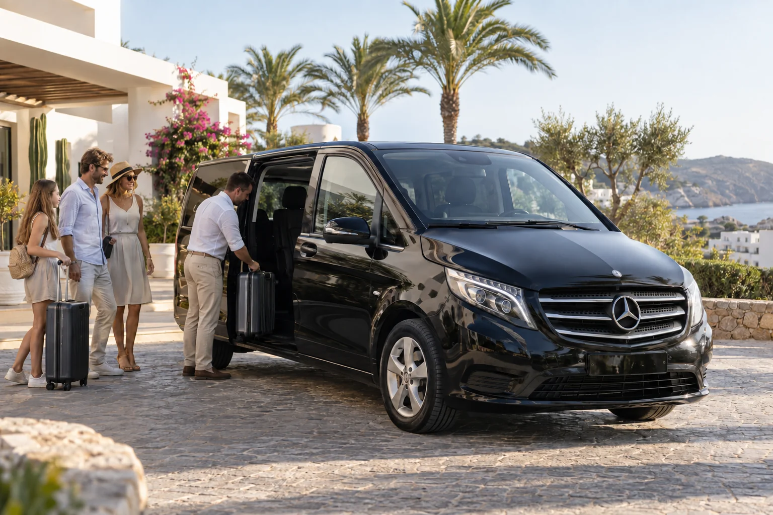 Mercedes V-Class interior for private transfers in Ibiza